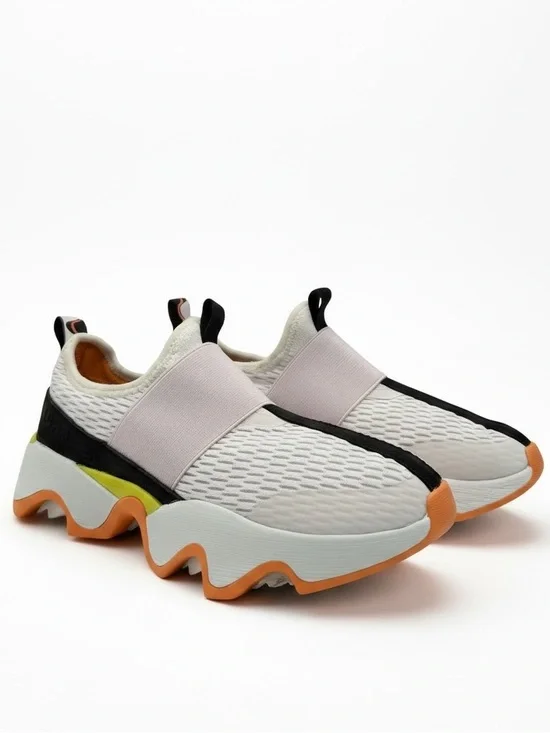 Sorel White Kinetic Impact II Slip-On Sneaker with Orange and Black Accents - Picture 1 of 8